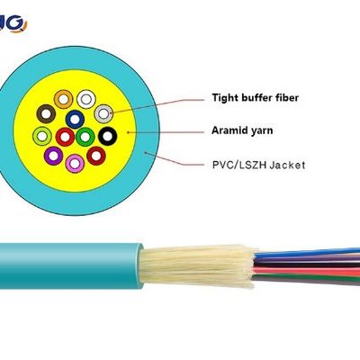 Indoor Tight Buffer Fiber Optic Cable GJFJH GJFJV Kevlar Yarn 4 12 Core Distribution Cable