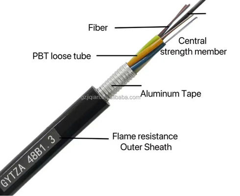 48 Kerne GYTZA / GYTZS Außengeschirmte Flammschutzkabel Stranded Loose Tube LSZH Jacket Glasfaserkabel