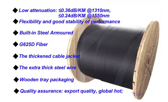 Einrohr-Stahlband-Faseroptikkabel GYXTW 24-Kern-Einzelmodus-Kommunikationskabel