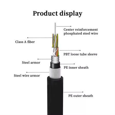 72 Kern GYTA33 direkt vergraben Unterwasserfaseroptisches Kabel gegen Nagetiere Panzerfaseroptisches Kabel