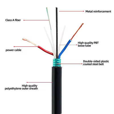 48 60 72 96kernförmiges Glasfaserkabel mit 2*1,5mm-Stromdraht GDTA GDTS