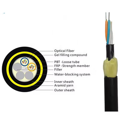 24 Core Outdoor ADSS Single Mode Glasfaserkabel 4 km/Trommel G652d Hersteller Lieferant