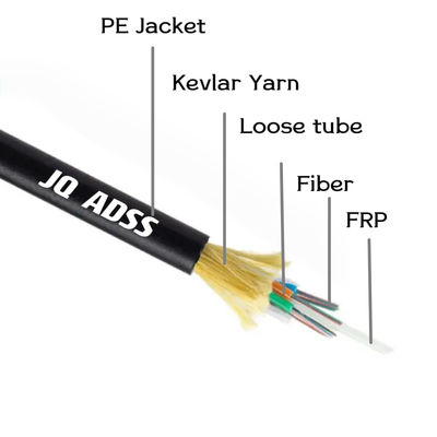 ADSS Glasfaserkabel bis zu 96 Kerne Einfachjacke Alle dielektrische Selbsttragende Außen-Flugoptikkabel