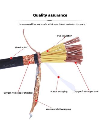 Outdoor-RVVP-Kabel aus Hybridfaser aus PVC LSZH mit 2/3/4/5/6-Kernen Cat6 FTP-Spiralgeschütztes Reinkupfer-Signalkabel