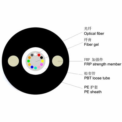 2 4 6 8 12 Kernfaseroptisches Kabel GYFXTY Zentrales Loose Tube Außenkabel
